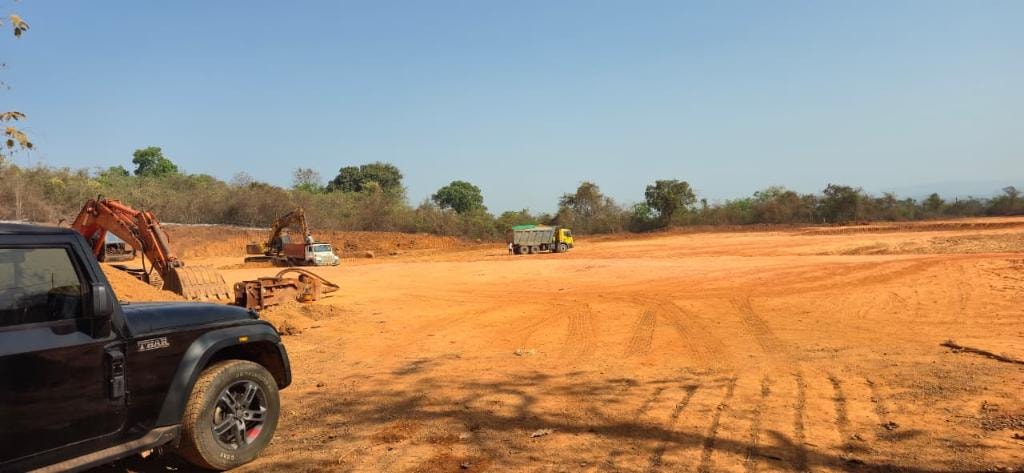 Goa Earthmovers excavation site with JCB and tippers